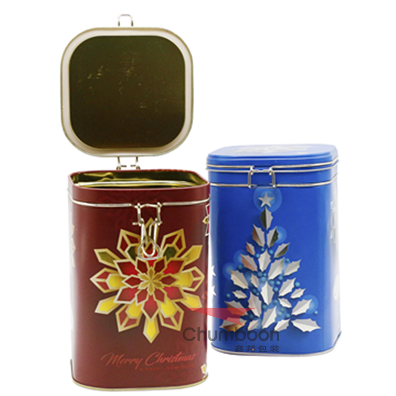 Rectangular Tea Tin Can With Clip Lid