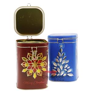 Rectangular Tea Tin Can With Clip Lid