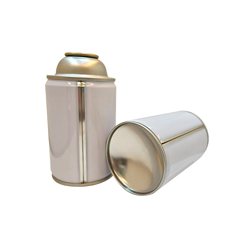 White coating inner golden lacquered aerosol tin can Dia65mm