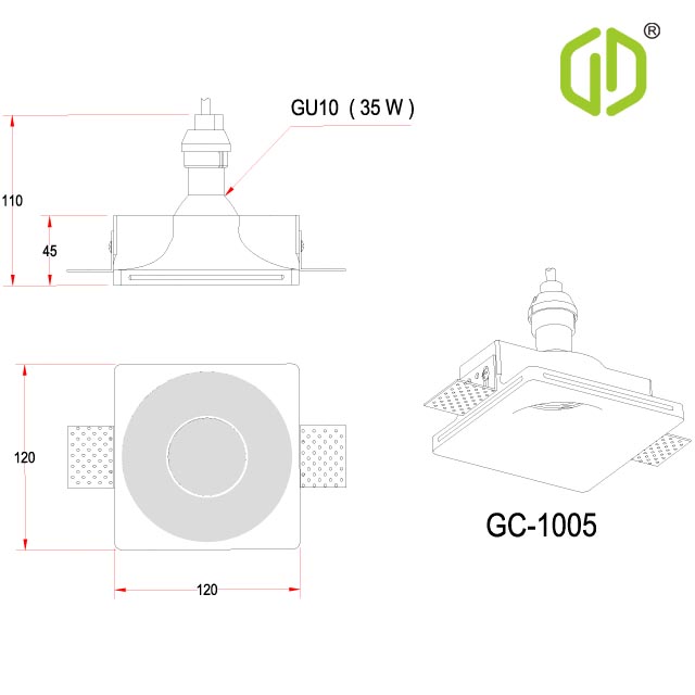 GC-1005 Plaster Gypsum Recessed LED Downlight Spotlight