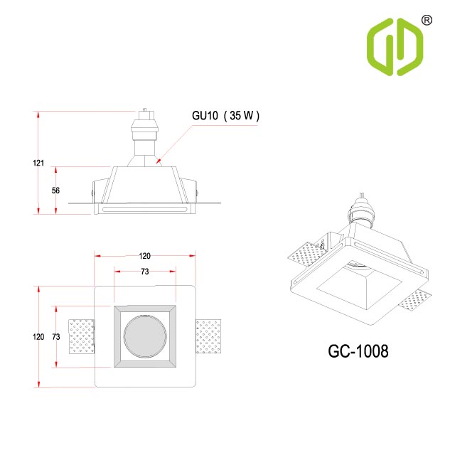 GC-1008 Gypsum Ceiling Down Light Plaster Seamless Design