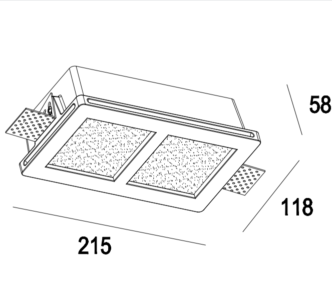 GC-1009A-2 Plaster Down Light Twin Gypsum With Glass Difusser