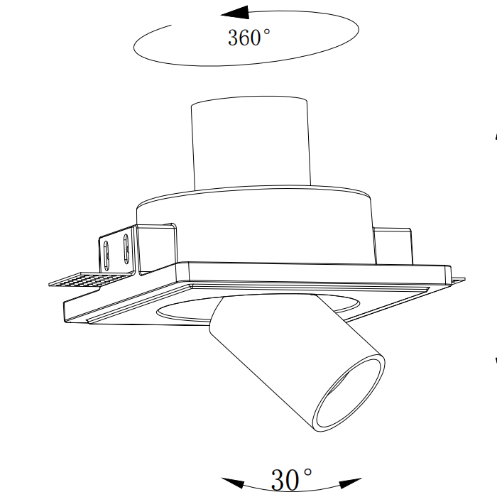 GC-1070 Recessed Spotlight In Plaster Tiltable Gypsum Light