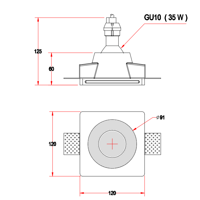 GC-1010 Gypsum Ceiling Recessed Lighting Can Light Fixture