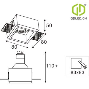 GC-1026 Gypsum Recessed Fixed Mini Spotlight Fitting