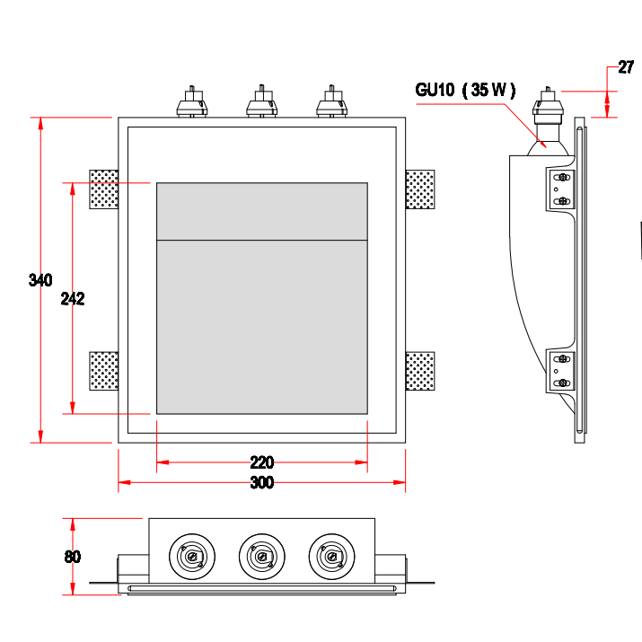 GWR-3012 Plaster Recessed Wall Lights Wall Washer For Stairs