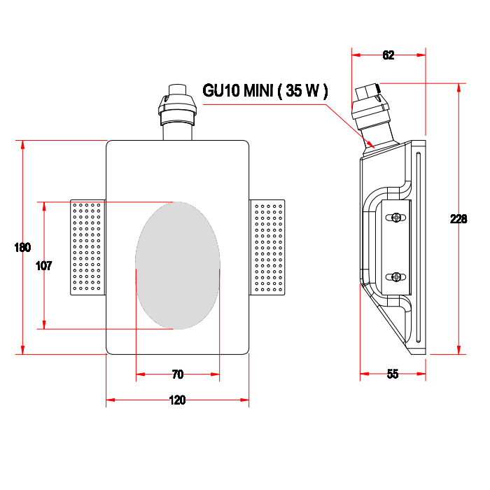 GWR-3012 Plaster Trimless Wall Washer Downlight Fixtures