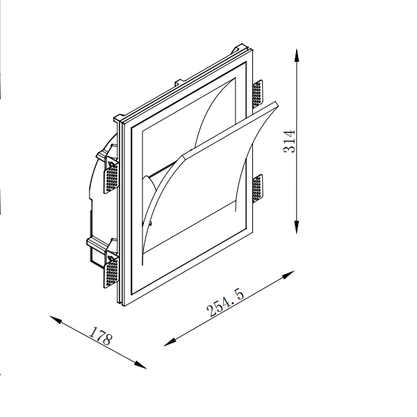 GWR-3006 Trimless Plaster Recessed Wall Uplight For Wall Art