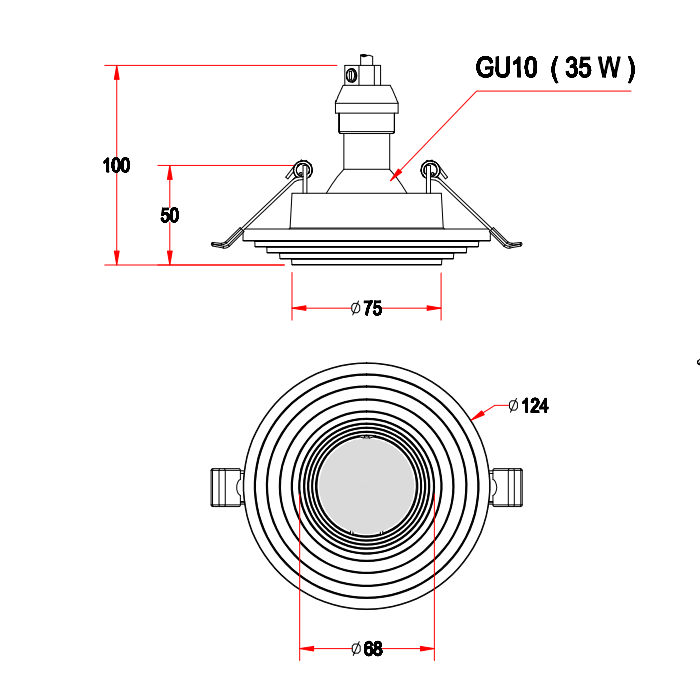 GC-1051 Mininalist Plaster Recessed Ceiling Luminaire GU10