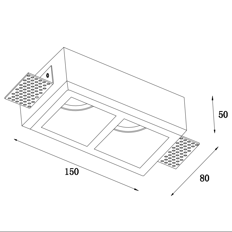 GC-1026-2 Square Gypsum Trimless Recessed Lighting Downlights