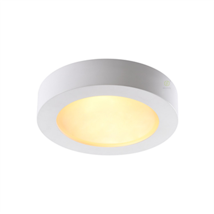 GC-4027 Gypsum White Round Flush Ceiling Lamp With Glass