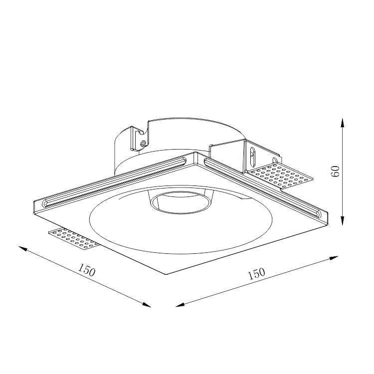 GC-1105X Deep Recessed Square Tiltable Plaster Downlight