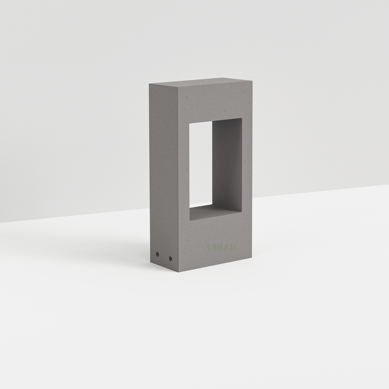Modern Square Concrete Bollard Light with LED Design