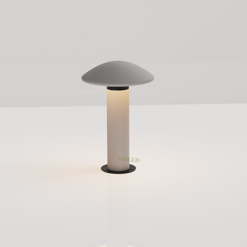 Modern Mushroom Bollard Light Cement Outdoor Fixture