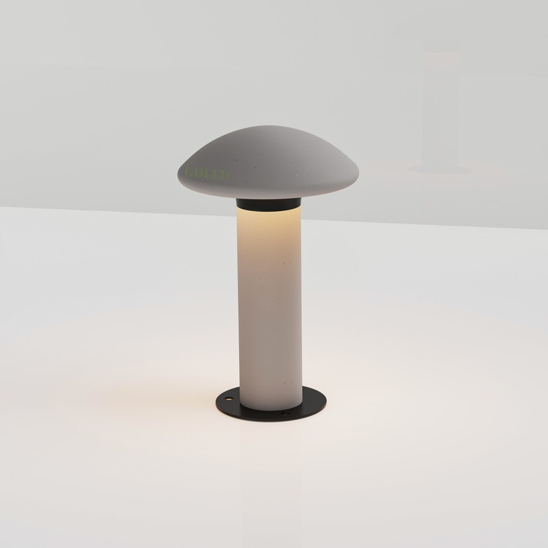 Modern Mushroom Bollard Light Cement Outdoor Fixture