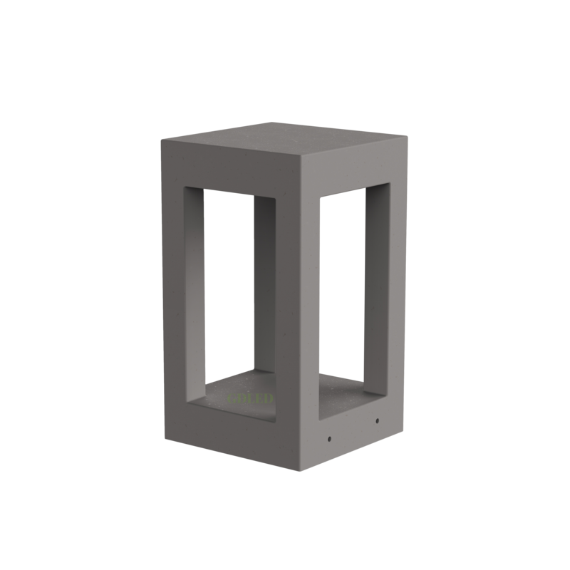 Modern Square Concrete Bollard Lamp with LED Design