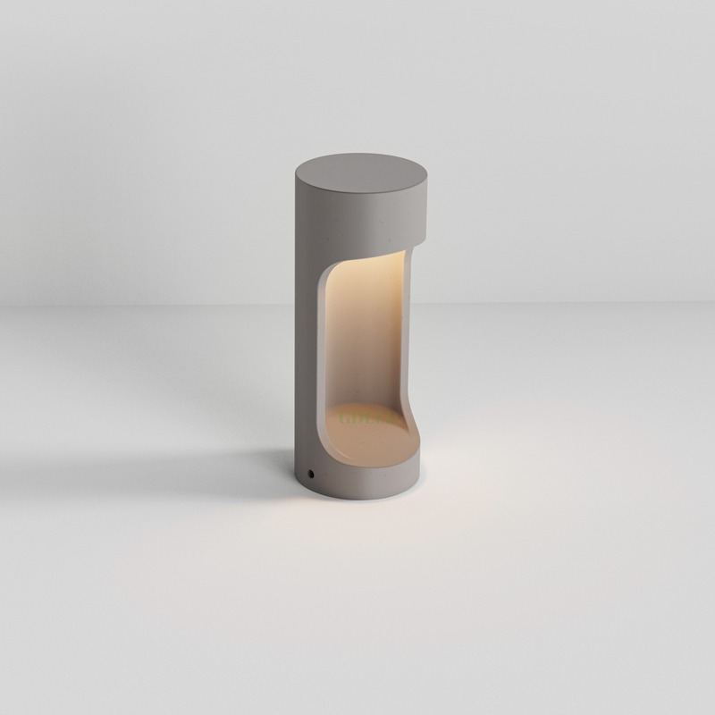 Contemporary Concrete Bollard Lamp for Outdoor Gardens and Pathways
