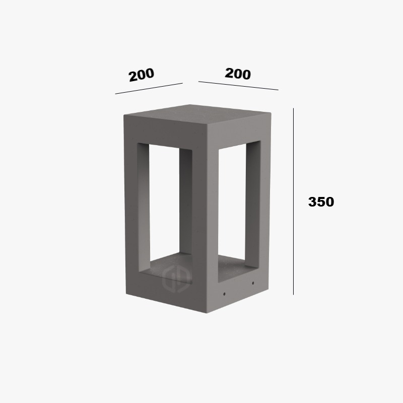 Modern Square Concrete Bollard Lamp with LED Design