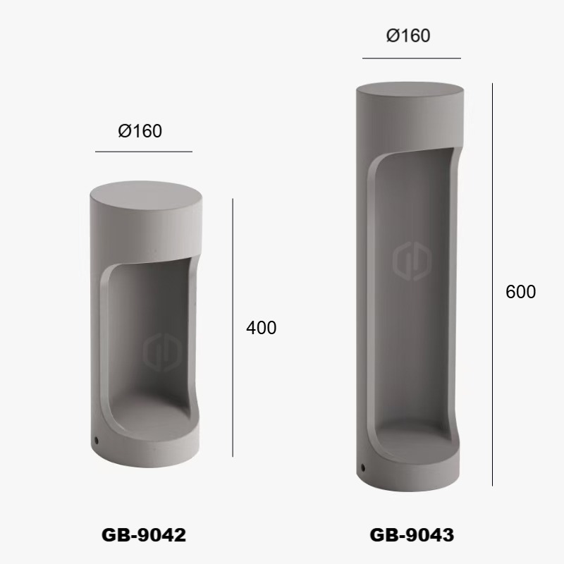 Contemporary Concrete Bollard Lamp for Outdoor Gardens and Pathways