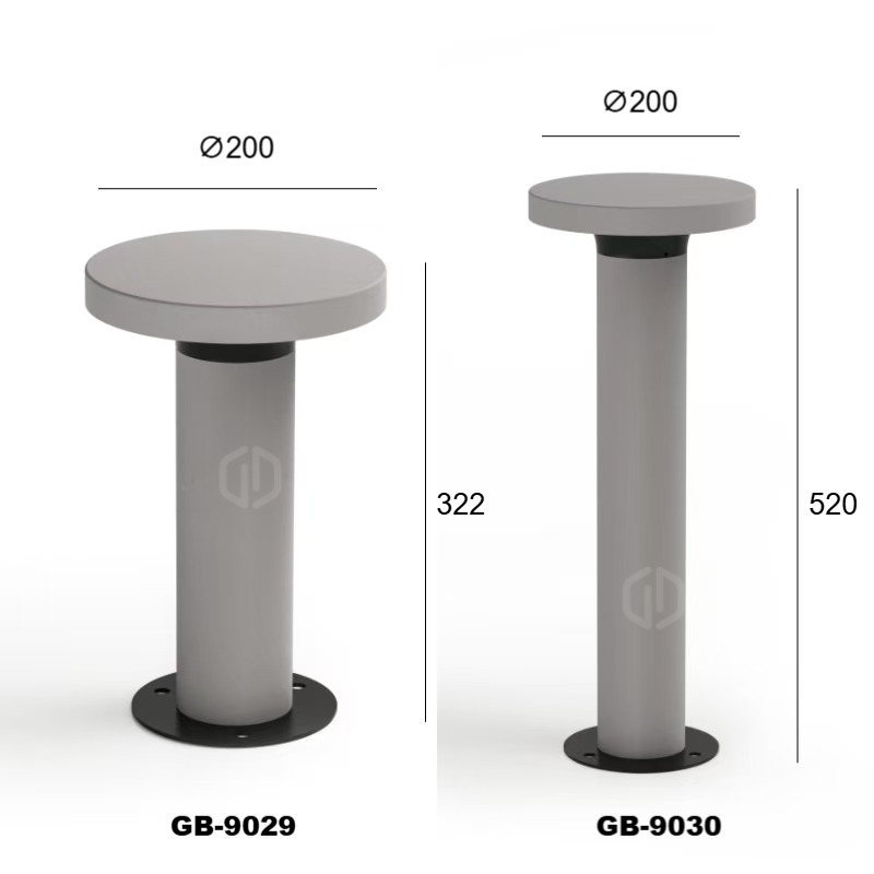 Modern Cement Garden Bollard Light for Outdoor Lawns