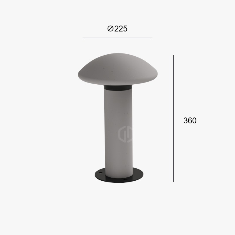 Modern Mushroom Bollard Light Cement Outdoor Fixture