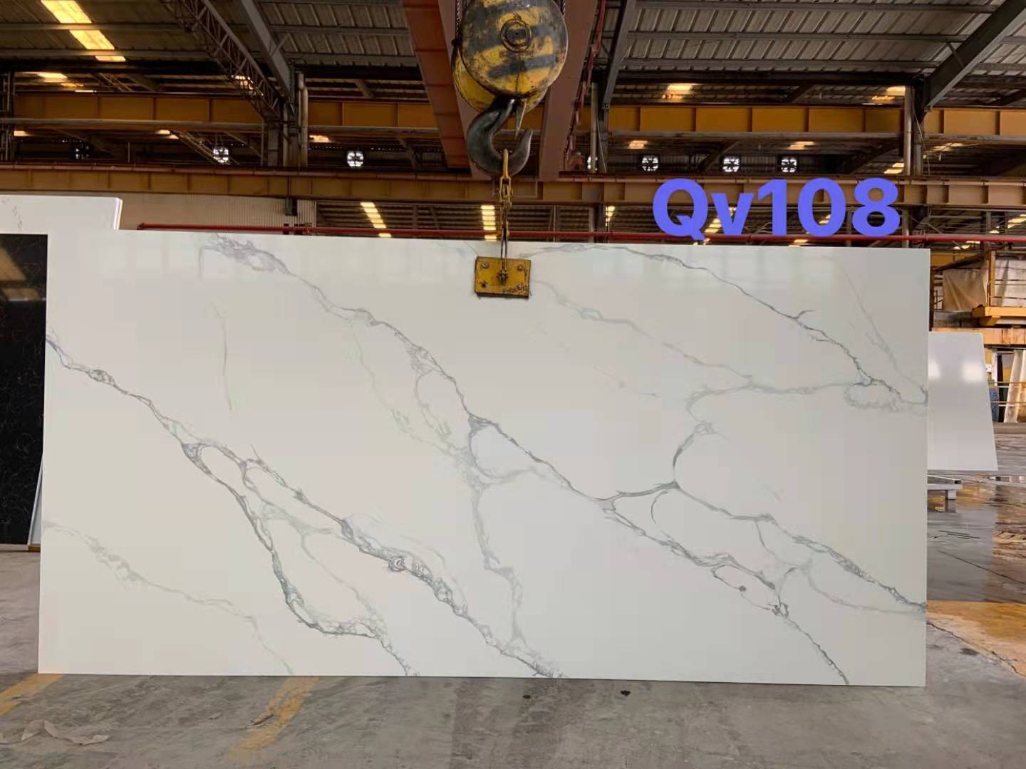 Grey Veins Calacatta Quartz Slab