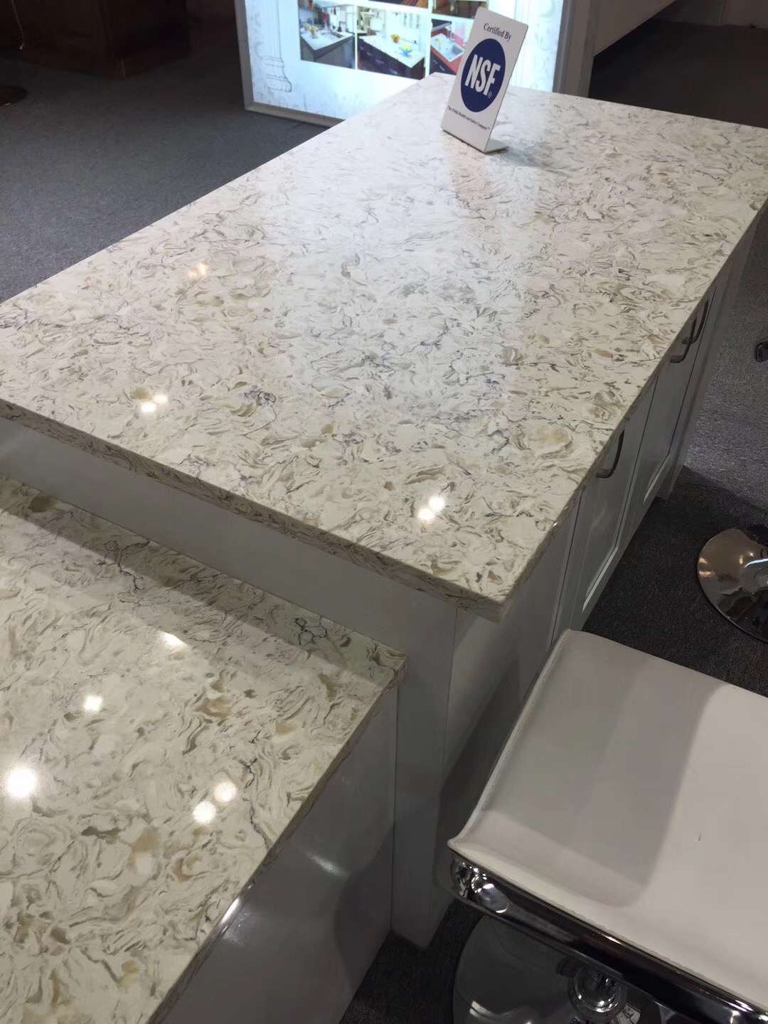 Marble Look Quartz Kitchen Countertop