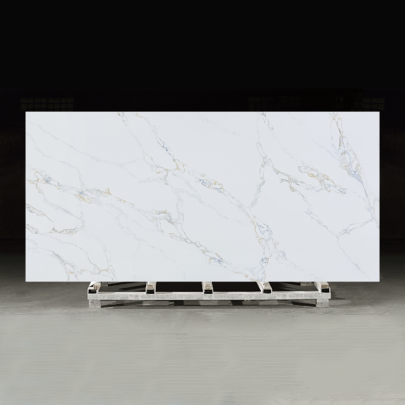 Golden Veins Calacatta Quartz Slab