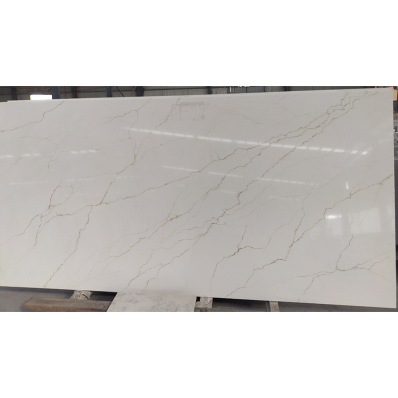 golden vein white ground calacatta quartz