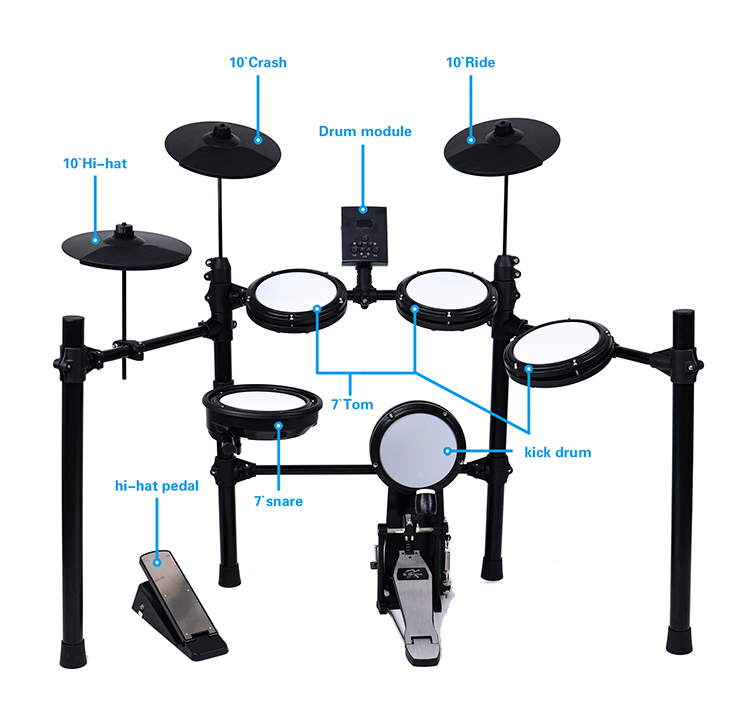 Supply Electric Drum Kits with Five Drums and Three Cymbals Wholesale