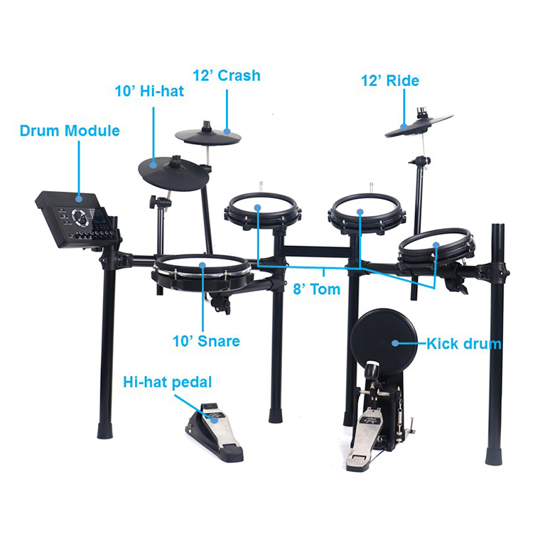 Expandable Drum Kit Full Mesh Electronic Drum Set
