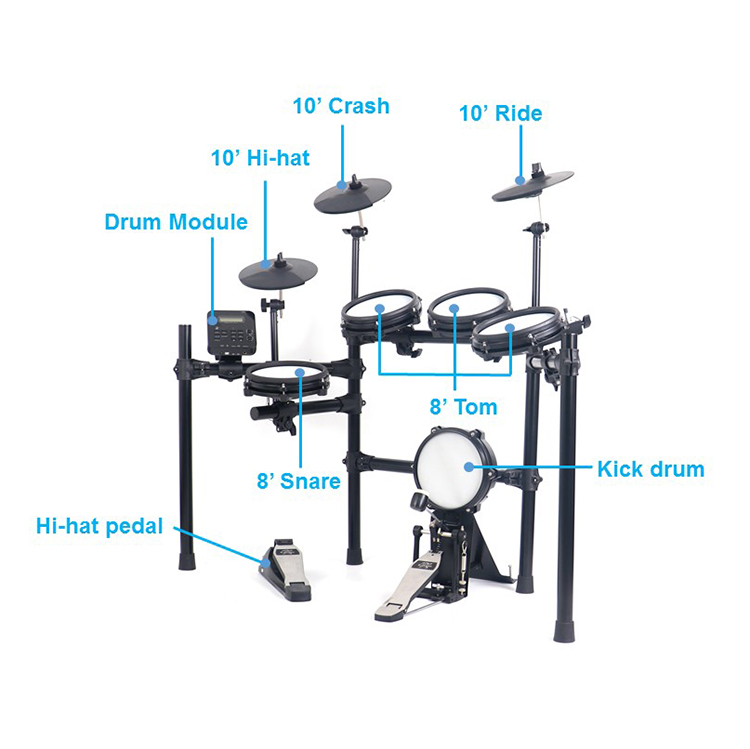 Moinng Digital Drum Mesh Kit 8 Piece Electronic Drum Set