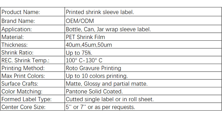 PETG shrink sleeve