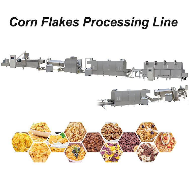 Linie automată de producție pentru cereale pentru micul dejun Corn Flakes