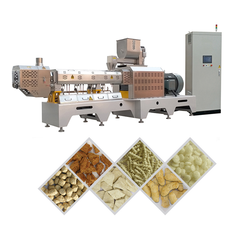Máquina para fabricar alimentos proteicos texturizados con pepitas de trozos de soja