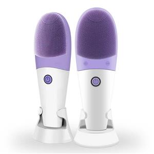Warm Heating Sonic Facial Cleansing Brush Silicone Massager