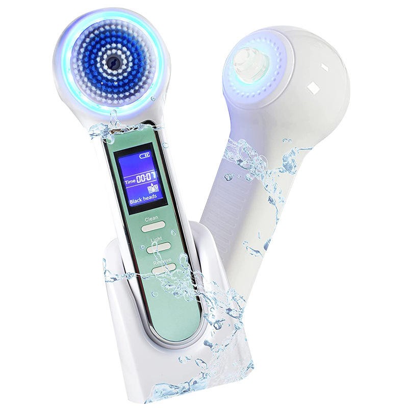 IPX7 Waterproof 3 in 1 Rechargeable Facial Cleansing Brush Blackhead Remover Vacuum with LCD Screen
