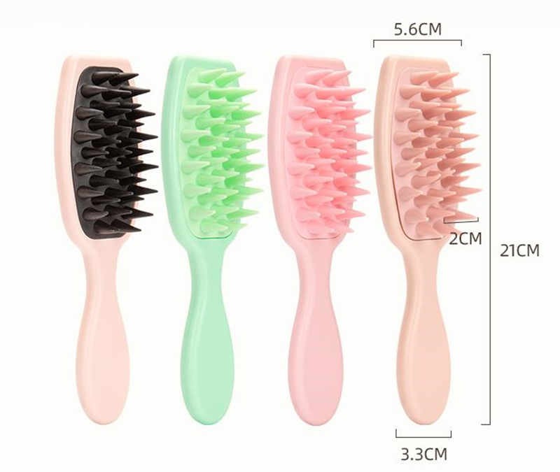 Long Handhle Wet Dry Use Silicon Hair Brush Comb Scalp Massager Shampoo Brush