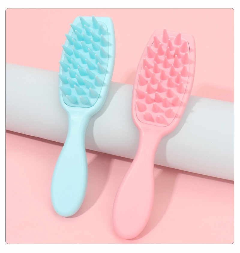 Long Handhle Wet Dry Use Silicon Hair Brush Comb Scalp Massager Shampoo Brush