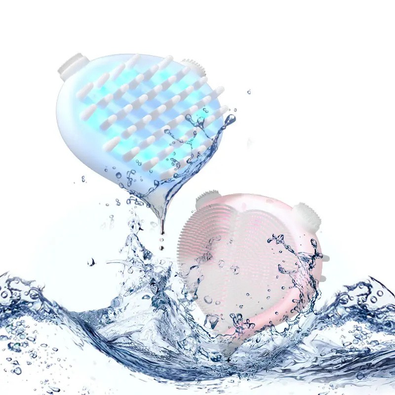 Waterproof 3D Silicon Vibrating Scalp Head Massage Facial Cleansing Brush