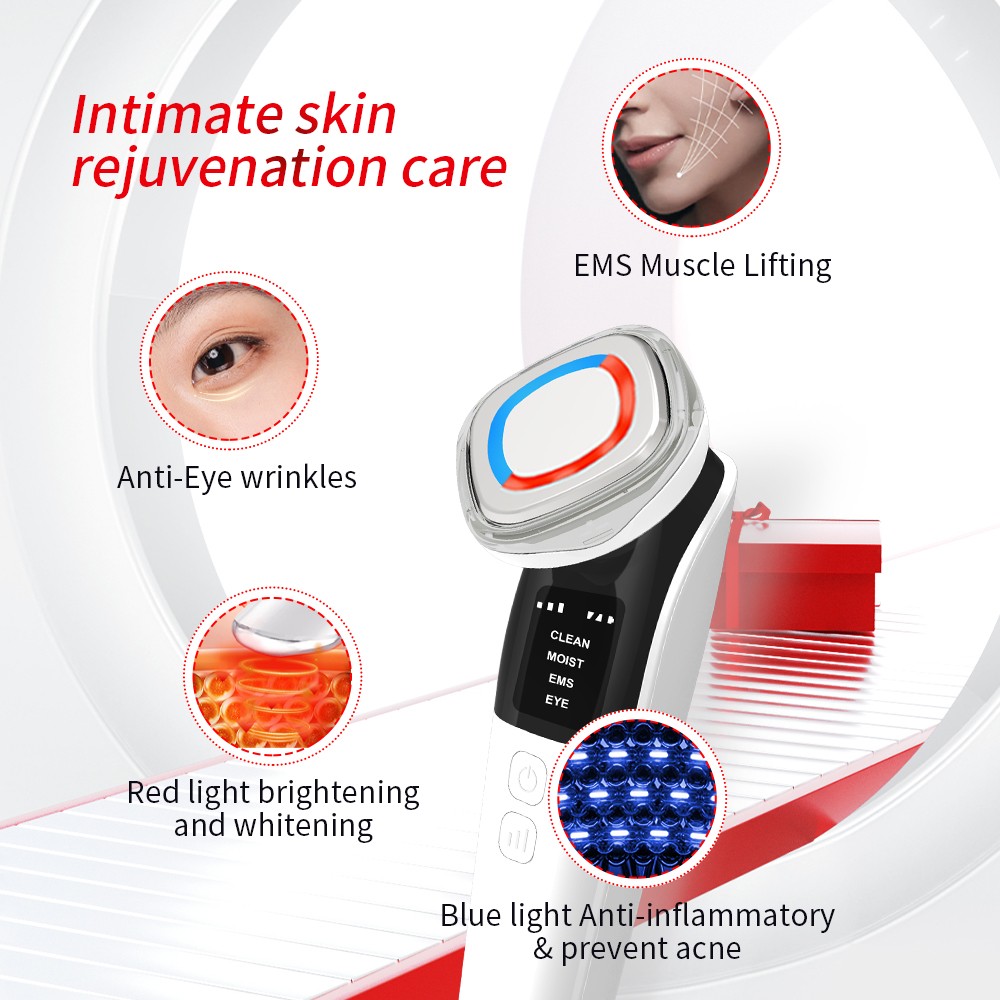 Hot Sales 2025 Skin Tightening Tool Warm Massage EMS Cleansing Lifting Machine Vibration for Face and Eyes Beauty Device