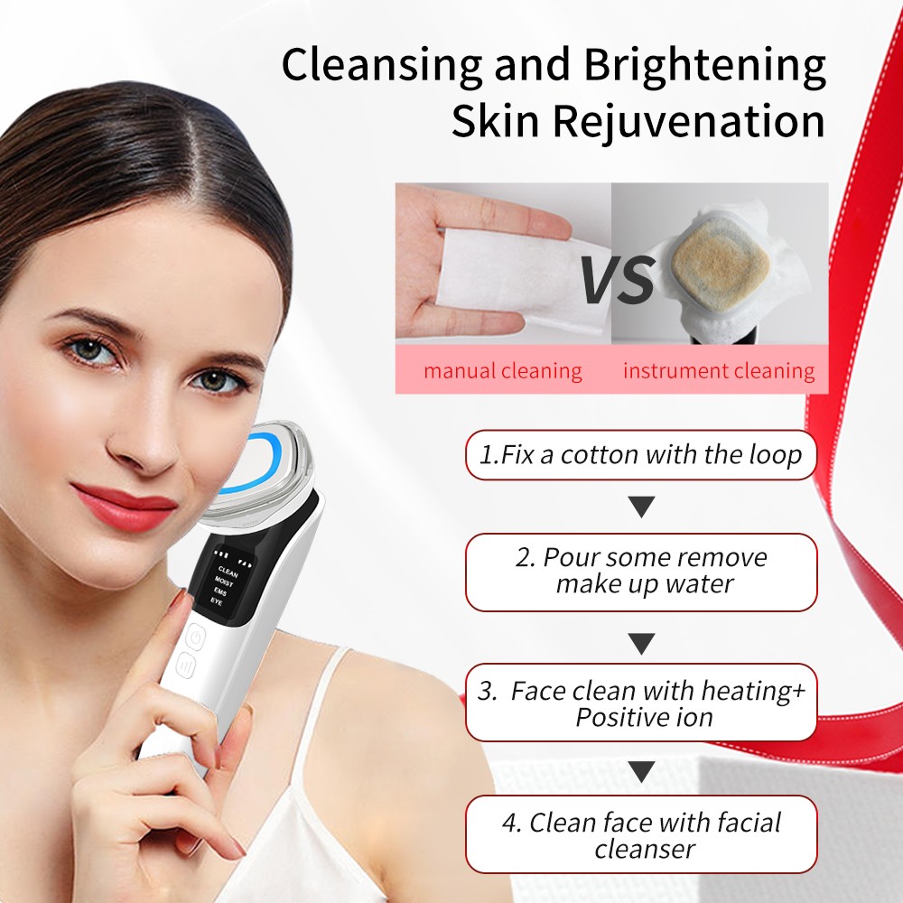 Hot Sales 2025 Skin Tightening Tool Warm Massage EMS Cleansing Lifting Machine Vibration for Face and Eyes Beauty Device