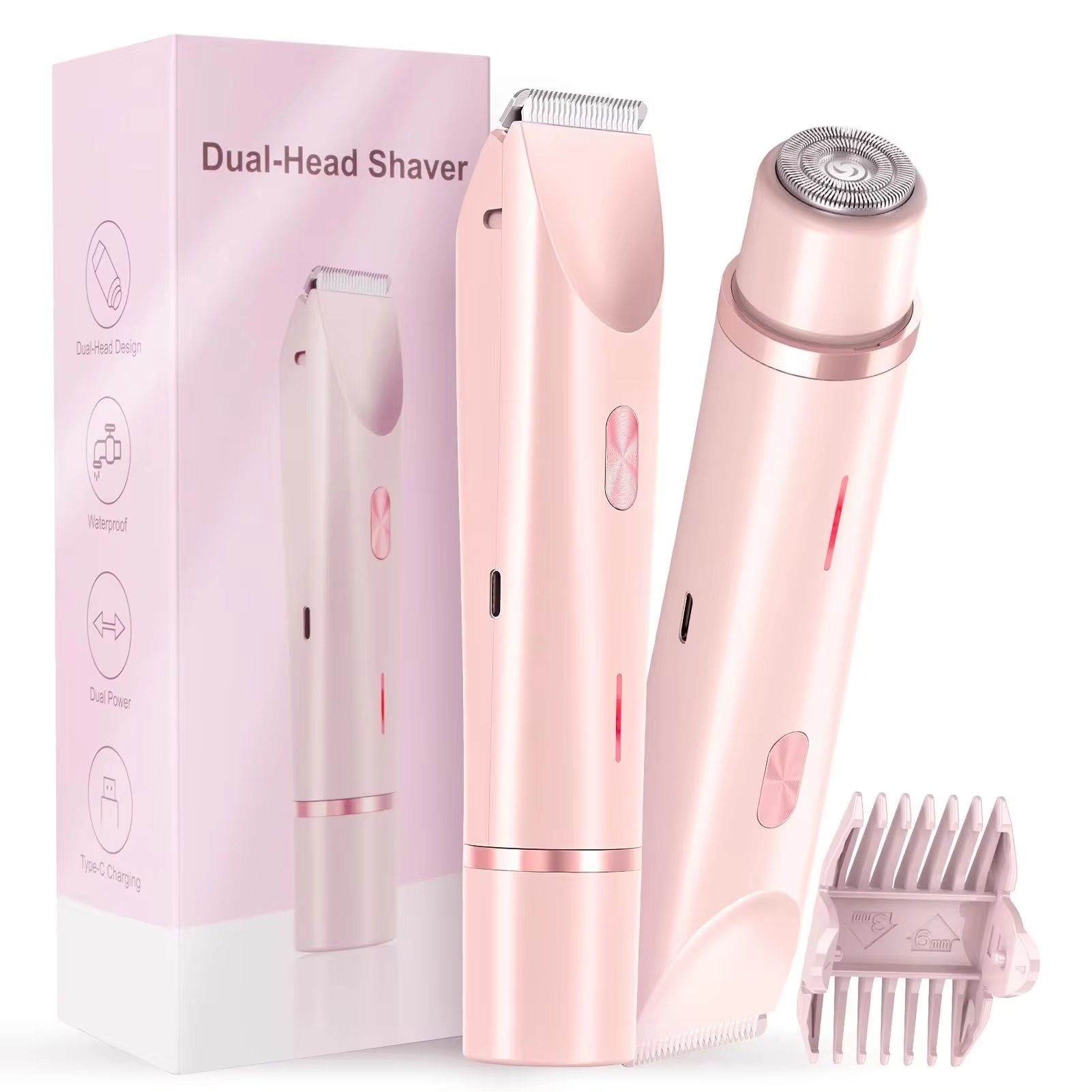 New 2025 Type-C Ipx7 Waterproof Hair Shaver for Women and Men Electric Hair Trimmer for Household Use With Replaceable Tool Head