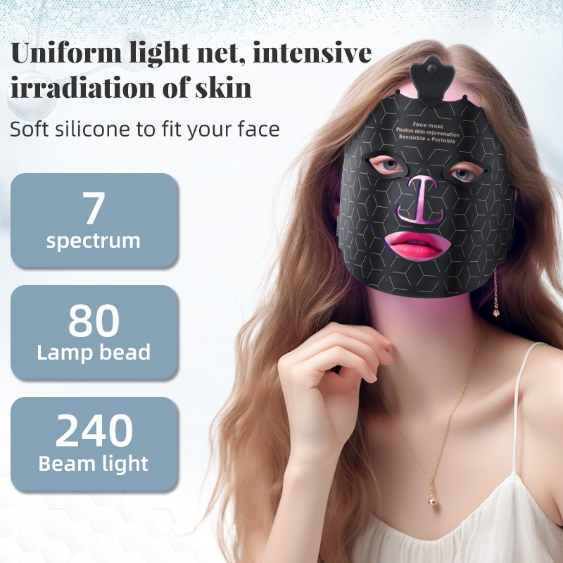 2025 Factory Direct Sales High-Quality Portable Wireless 7 Colors LED Photon Light Face Mask for Effective Face Care at Home