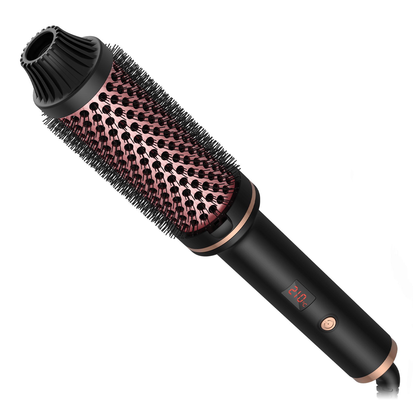 2025 Portable 3 in 1 PTC Ceramic Fast Heated Hair Curler Brush Volumizing Ceramic Hair Styling Tools Smoothing Brush With LCD