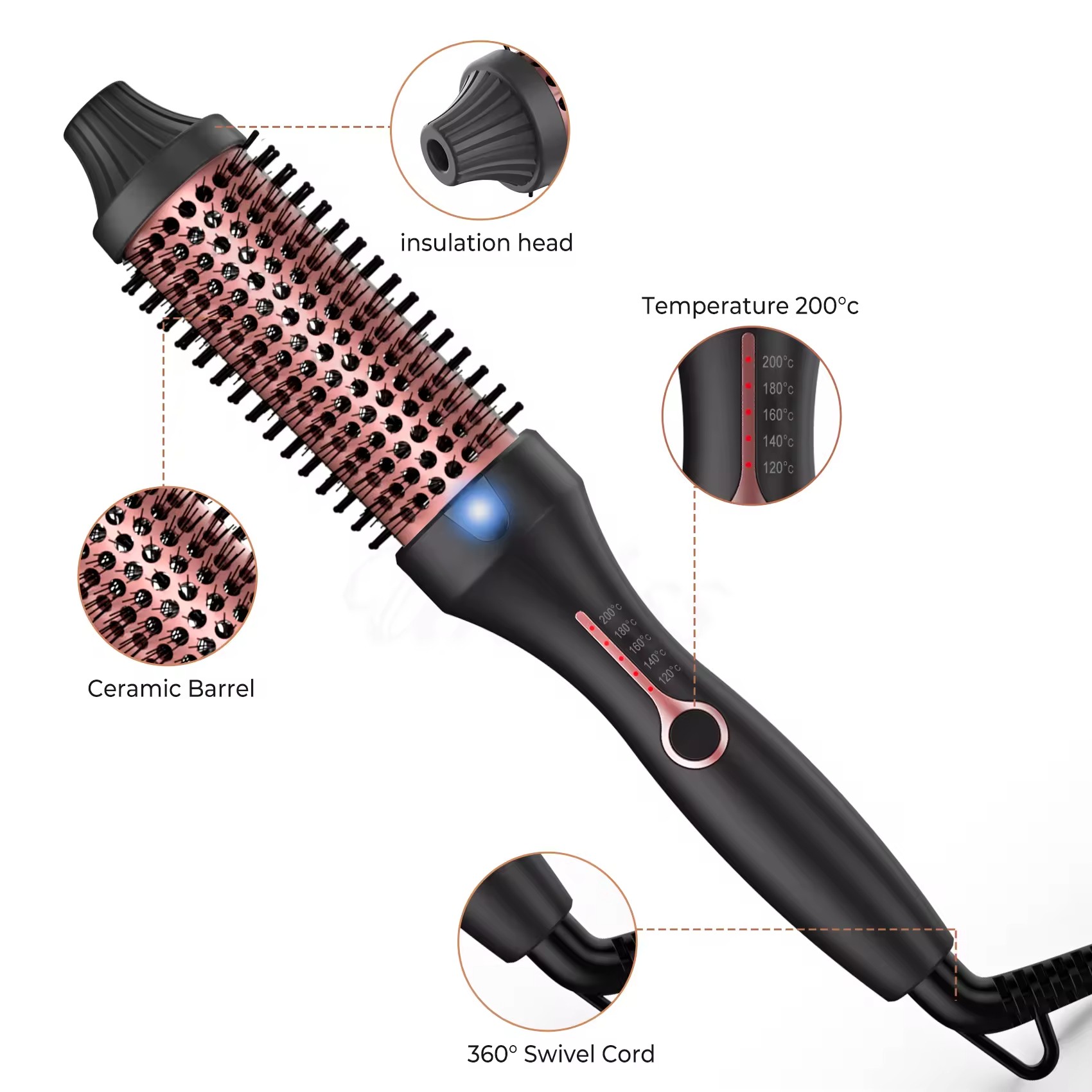 Upgrade to 400F Curling Iron Brush 360 Degree Rotating Hair Curler 3 in 1 Dryer Hair Straightener Brush Automatic Hot Air Styler