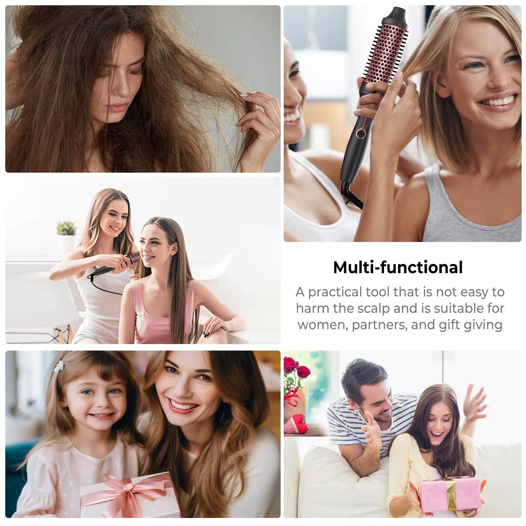 Upgrade to 400F Curling Iron Brush 360 Degree Rotating Hair Curler 3 in 1 Dryer Hair Straightener Brush Automatic Hot Air Styler