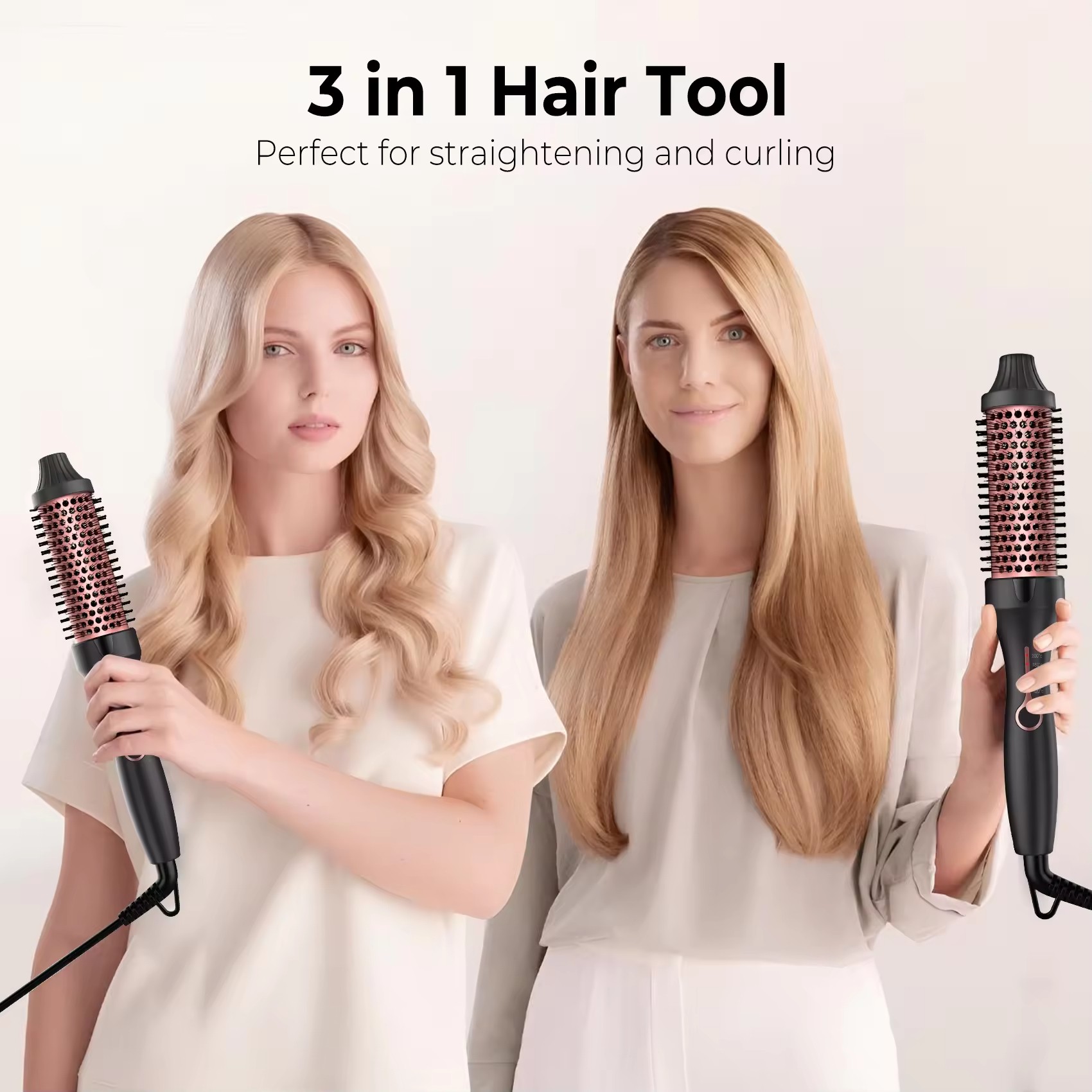 Upgrade to 400F Curling Iron Brush 360 Degree Rotating Hair Curler 3 in 1 Dryer Hair Straightener Brush Automatic Hot Air Styler