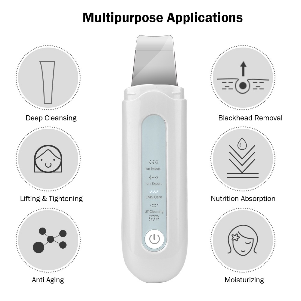 Ultrasonic Skin Scrubber for Home Use Unlock Smooth Skin with Blackhead Removal Pores Cleansing and Face Spatula Extraction