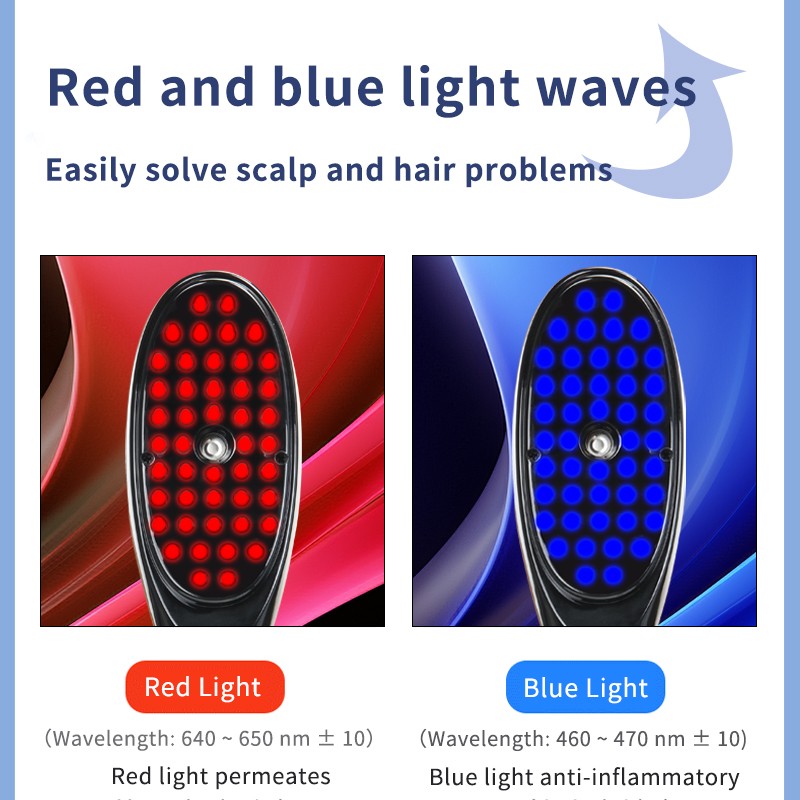 Potable the Ultimate Hair Growth Comb Electric Steamer Vibration Red Blue Light Ions and Anti-Hair Loss Therapy Brush
